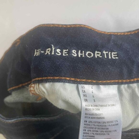 American Eagle Hi Rise Shortie Cutoff Denim Shorts size 4 - Picture 4 of 8